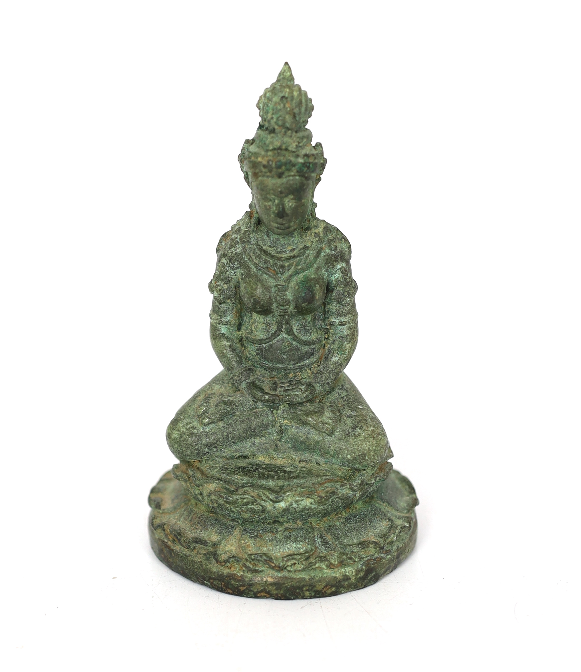 A bronze seated figure of Tara, Central Java, 9th century